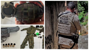 Criminosos com roupas do Exército abrem fogo contra PM em Porto Seguro e até granada é apreendida